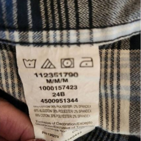 M3 Wrangler Blue, Black & White Plaid Western Shirt Button Up Long Sleeved - Picture 9 of 9